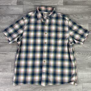 Duluth Trading Relaxed Fit Button Front Shirt Short Sleeve Multicolor sz L